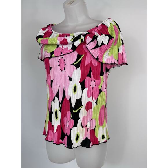 CDW Creative Design Works Inc. Top Blouse Pink Tones Flowers Womens Size Large - Picture 1 of 10